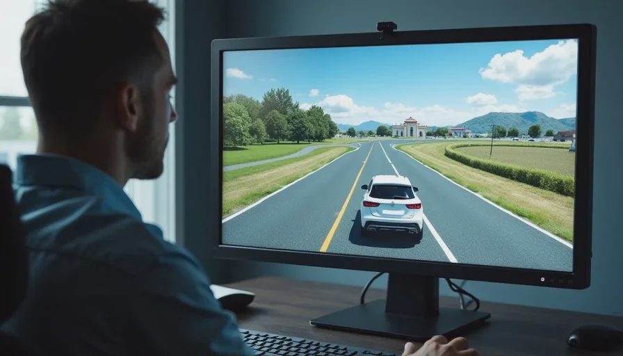 openpilot driving simulation through roundabout.