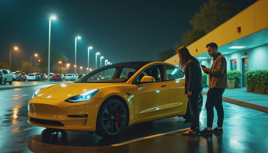Visual context for rent tesla with fsd
